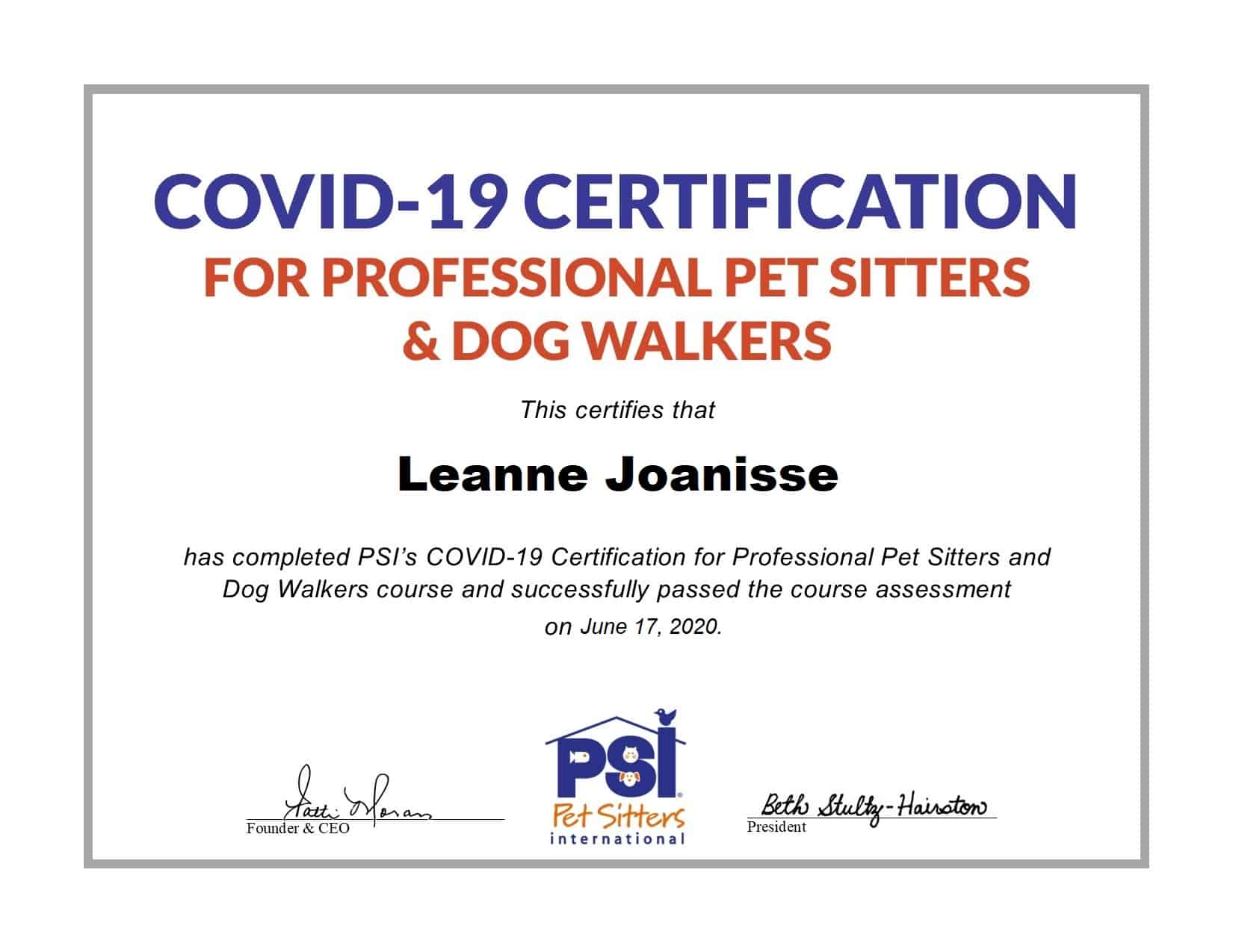 professional dog walker certification
